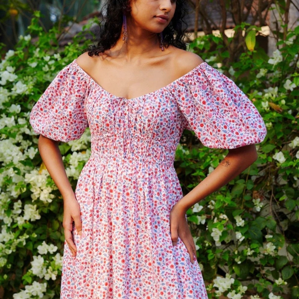 PINK CITY PRINTS Sweetheart Rah Rah Dress, Scarlet Forest, XS - Picture 3 of 8